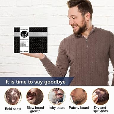 MALE GOD Beard Growth Kit, Beard Kit W/Beard Growth Oil (2 Bottles), Beard Balm, Beard Comb, Massager for Spot/Patchy Beard, Christmas Gifts for Men Him Boyfriend Husband - Image 5