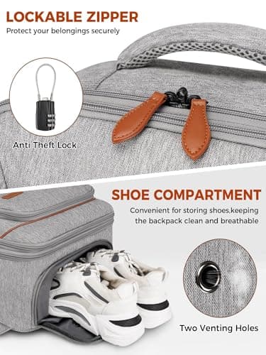 Vancropak Carry on Backpack, Flight Approved Travel Backpack with 3 Packing Cubes, Expandable Large 40L Travel Bag fits 17.3" Laptop, Anti Theft Luggage Suitcase Weekend Daypack for Women Men, Grey - Image 4