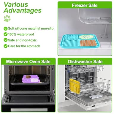 LUKITO 3PCS Lick Mat for Dogs and Cats, Licking Mat with Suction Cups for Anxiety Relief, Cat Peanut Butter Lick Pad for Boredom Reducer, Dog Enrichment Toy, Dog Lick Mat for Bathing Grooming - Image 7