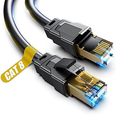 Vabogu Cat 8 Ethernet Cable, 5ft Heavy Duty High Speed Internet Network Cable, Multiple Size Options, 26AWG, 2000MHz 40Gbps with Gold Plated RJ45 Connectors, Shielded for Indoor & Outdoor Use - Image 1