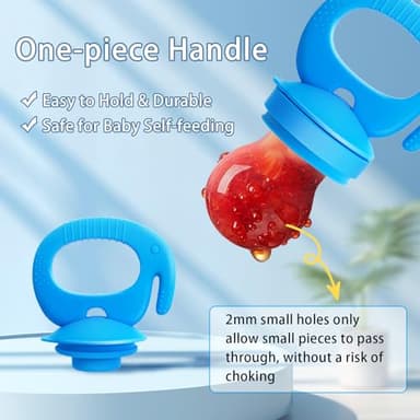 Tohecu Silicone Baby Food Teether Feeder with Breastmilk Popsicle Molds Combo, BPA Free Fruit Food Feeder Pacifier, Teething Popsicle for Baby 4m+, 3 Sizes Food Pouches Included - Image 4