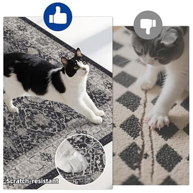 Kitchen Sink Rugs Set 0f 2: Washable Non-Slip Hardwood Floor Mat for Stove Dishwasher Fronts Soft Stain Resistant Carpet for Cooking Area & Fridge Boho Home Decor for High Traffic Area(2x3+2x4,Black) - Image 7