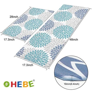 HEBE Anti Fatigue Kitchen Rug Sets 2 Piece Non Slip Kitchen Mats for Floor Cushioned Kitchen Rugs and Mats Waterproof Comfort Standing Mat Runner for Kitchen,Home Office,Sink,Laundry - Image 5
