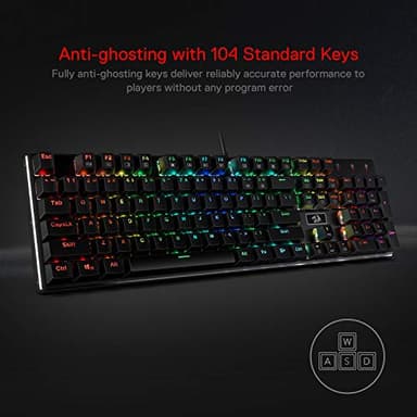 Redragon K556 RGB LED Backlit Wired Mechanical Gaming Keyboard, 104 Keys Hot-Swap Mechanical Keyboard w/Aluminum Base, Upgraded Socket and Noise Absorbing Foams, Quiet Linear Red Switch - Image 2