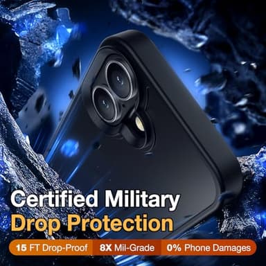 Yriklso for iPhone 16 Case, Shockproof for iPhone 16 Phone Case, Military Grade Drop Protection, Protective Hard Back Slim Cover, Black - Image 3