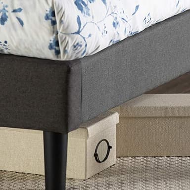 ZINUS Shalini Upholstered Platform Bed Frame, Mattress Foundation, Wood Slat Support, No Box Spring Needed, Easy Assembly, Dark Grey, Queen - Image 6