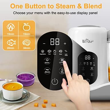BEAR 2024 Baby Food Maker | One Step Baby Food Processor Steamer Puree Blender | Auto Cooking & Grinding | Baby Food Puree Maker with Self Cleans | Touch Screen Control, White - Image 3