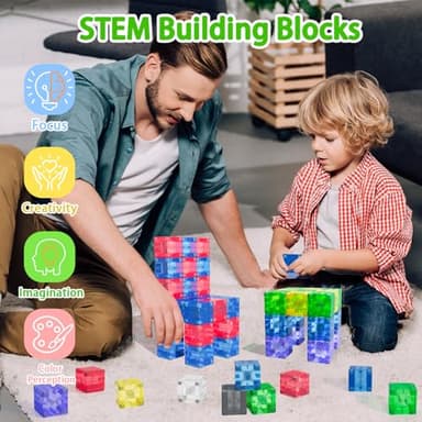 32PCS Magnetic Building Blocks - Transparent Magnetic Cubes, STEM Magnet Toddler Boys Toys for kids age 3-5 ,Travel Sensory Autism Preschool Montessori Toys for 3+ Year Old, Birthday Girls Gifts - Image 6