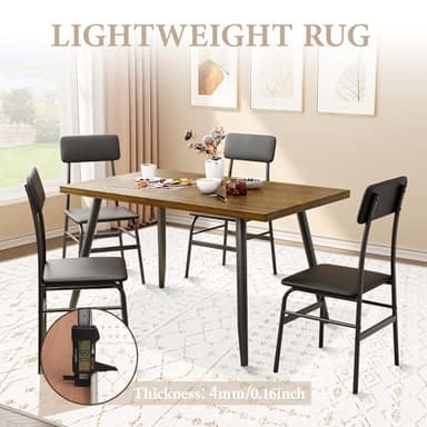 Area Rug for Living Room 9x12: Large Washable Boho Moroccan Rugs Geometric Neutral Rug, Non-Slip Foldable Morden Farmhouse Indoor Floor Carpet for Bedroom Dining Table Home(Geometric Beige, 9'X12') - Image 6