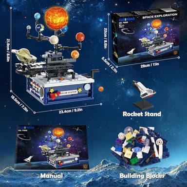 Solar System Building Sets with Light - Rotatable Space Exploration Building Toys with 9 Planets & Rocket Sets Science Astronomy Educational Gifts for Boys Girls Age 6+ Years Old Kids(775 PCS) - Image 8
