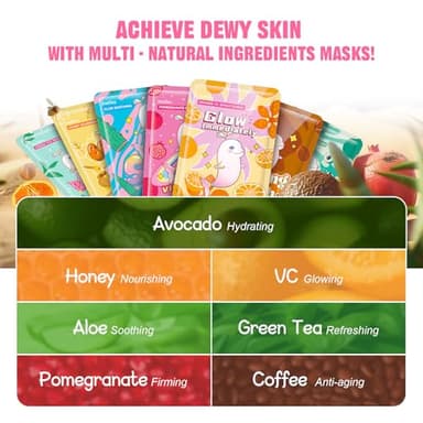 ZealSea Face Masks Skincare, Facial Masks for Women Skin Care, Sheet Masks Beauty with Natural Ingredients, Birthday Party Spa Gift for Kids Teens Girls, Hydrate and Soothe for All Skin Types 7 Pack - Image 4