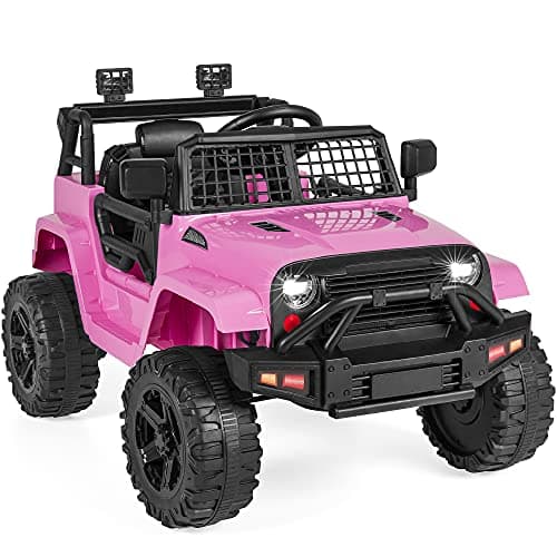 Best Choice Products 12V Kids Ride On Truck Car w/Parent Remote Control, Spring Suspension, LED Lights, AUX Port - Pink - Image 1