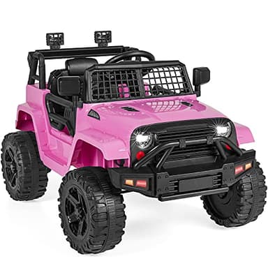 Best Choice Products 12V Kids Ride On Truck Car w/Parent Remote Control, Spring Suspension, LED Lights, AUX Port - Pink - Image 1