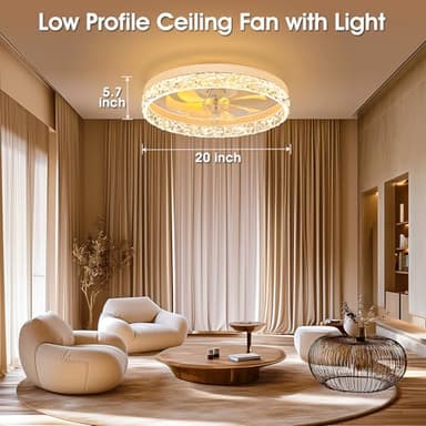Ceiling Fans with Lights, 20'' Ceiling Fans with Lights and Remote, Low Profile Ceiling Fan with Light, 3 CCT & Dimmable, 6 Fan Speed, Remote&App Control Ceiling Fan for Bedroom, Living Room, Kitchen. - Image 7