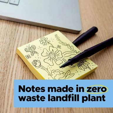 Post-it 100% Recycled Paper Super Sticky Notes, 2X The Sticking Power, 4x6 in, Lined, 4 Pads/Pack, 45 Sheets/Pad, Canary Yellow (4621R-4SSCY) - Image 9
