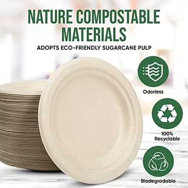 TaidMiao Paper Plates 6 Inches, 100 Pack Disposable Plates – 100% Compostable Plates, Water & Oil Proof Dessert Plates, Microwavable Small Paper Plates, Perfect Paper Plate For Party - Brown - Image 5