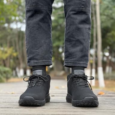 AEHAO Men's Non Slip Work Boots Slip Resistant Chef Shoes for Food Service Kitchen Restaurant Working Ankle Boot Casual Outdoor Walking Booties Waterproof,Black 8 - Image 6