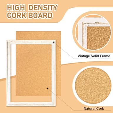 DOLLAR BOSS White Cork Board for Wall - 36 X 24 Inches, Rustic Wooden Frame Bulletin Board, Decorative Hanging Pin Board for Office & Home Decor - Image 3
