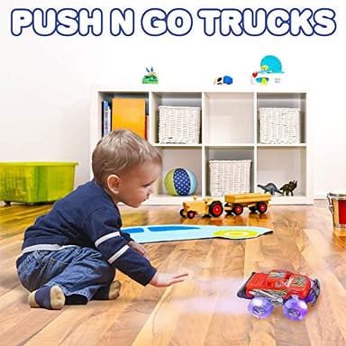 Light-Up Monster Truck Toys (2-Pack) – Push-&-Go Cars with Glowing Wheels – Birthday Gift for Toddlers, Boys & Girls Ages 3+ – Durable Friction-Powered Trucks – Batteries Included - Image 6