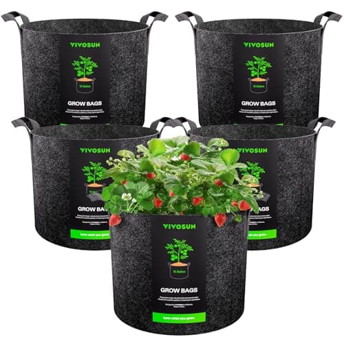 VIVOSUN 5-Pack 15 Gallon Plant Grow Bags, Heavy Duty Thickened Nonwoven Fabric Pots with Handles - Image 1