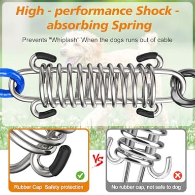 Tresbro 25 FT Dog Tie Out Cable with Spring, Shock Absorbing Tether Chains for Outside Aavilable in 10/15/20/25/30/40/50/70/100/120 FT, Heavy Duty Leads for Yard for Medium & Large Dogs Up to 500 LBS - Image 2