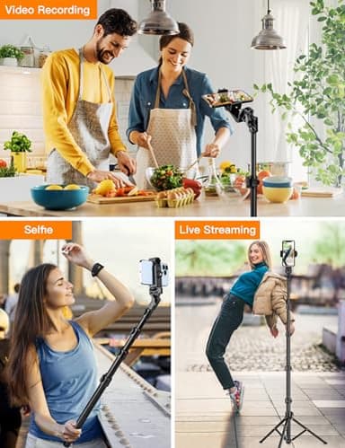 Phone Tripod, 86" Tall Tripod for iPhone with Flexible Gooseneck & Remote, Portable Aluminum Cellphone Stand for Selfies, Video Recording,Travel, Compatible with iPhone Android - Image 5