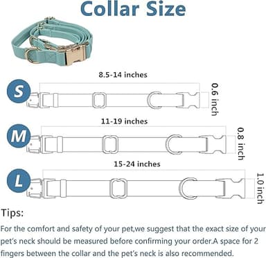 Leather Dog Collar and Leash Set 7FT Reflective at Night - Soft and Easy to Clean Vegan Leather with Gold Metal Buckle for Small Medium Large Dogs (S, Sea Green) - Image 5