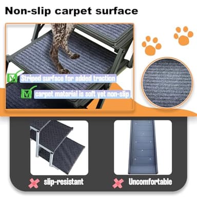 Dog Ramp for Car Truck and SUV Dog Stairs for Large Dogs Folding Pet Stairs with Non-Slip Rug Surface Supports Up to 250 lbs (5 Steps) - Image 2