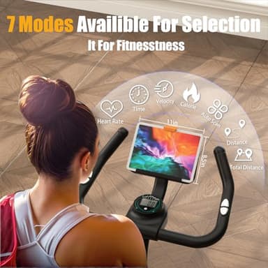 Cyclerade Exercise Bike, Low Noise Indoor Stationary Cycling Bike with APP Sports Data Link Adjustable Resistance With Flat Stand - Image 2