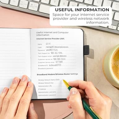 Clever Fox Password Book with alphabetical tabs. Internet Address Organizer Logbook. Small Pocket Password Keeper for Website Logins (Black) - Image 5