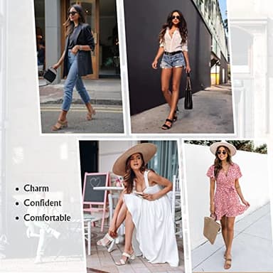 Athlefit Women's Braided Heeled Sandals Summer Square Open Toe Slip on Block Black Heels Size 9 - Image 6