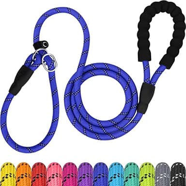 TagME Slip Leads for Dogs, 6 FT Heavy Duty Dog Leash with Padded Handle, Strong Rope No Pull Pet Training Leash for Small Dogs,Navy Blue - Image 1