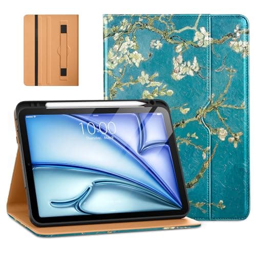 DTTO for iPad Air 11-inch Case M3/M2 (2025/2024), iPad Air 5th / 4th Generation (2022/2020), Premium Leather Business Folio Stand Cover with Pencil Holder - Auto Sleep/Wake, Blossom - Image 1