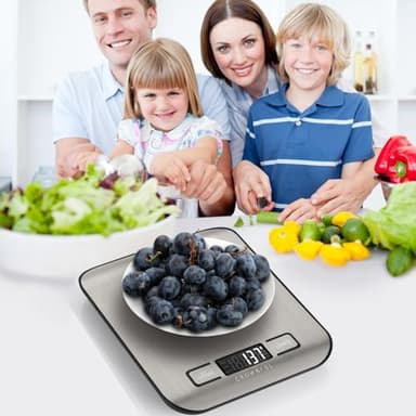 CROWNFUL Food Scale, 11 lb Digital Kitchen Scales with Built-in Coin Battery, Weight Ounces and Grams for Cooking and Baking, 6 Units with Tare Function, LCD Display, 304 Stainless Steel - Image 2