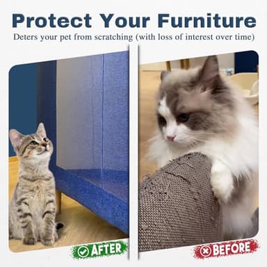 Cat Scratch Furniture Protector, One Sided Sticky Couch Protector from Cat Claws, Double Thick Couch Protector, Premium Clear Furniture Protector for Sofa Corner (12 PCS + 60 Pins) - Image 2