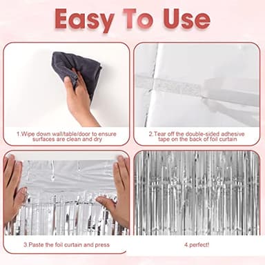 Voircoloria 3 Pack 3.3x8.2 Feet Silver Foil Fringe Backdrop Curtains, Tinsel Streamers Birthday Party Decorations, Fringe Backdrop for 2025 New Years Eve, Graduation, Baby Shower, Gender Reveal - Image 4