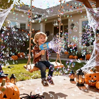 Upgraded Bubble Machine Gun, Built-in Solution, Automatic Blower, 8000+ Bubbles Per Minute for Kids Adults Maker Halloween Toys Indoor Outdoor Wedding Birthday Party - Blue - Image 3