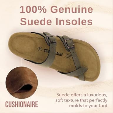 CUSHIONAIRE Luna Cork Footbed Women's Sandals - Comfortable Slip-On Slides with Adjustable Straps & Memory Foam for All-Day Wear | Beach Essential Summer Sandals for Women 2025, BROWN 7.5W - Image 3