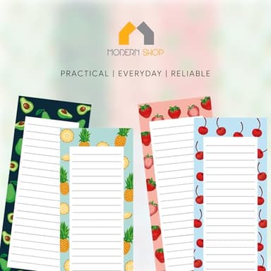 4 Large Magnetic Notepads – Big Notepads for Grocery List, Shopping List, To-Do List, Reminders -Strong Magnetic Back- Memo Pads with Realistic Fruit Designs | 60 Sheets per Pad 9 x 3.5 inch (4 Pack) - Image 9