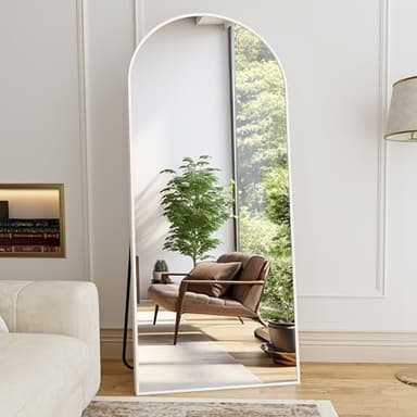 ZMYCZ Mirror Full Length, 71"x26" Arched Full Length Mirror, Arch Mirror with Stand, Large Standing Mirrors, Oversized Full Body Mirrors with Aluminum Frame for Bedroom, Living Room (White) - Image 2