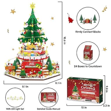 Advent Calendar 2025 Christmas Tree Paradise Building Toy Set with LED Light, 24 Boxes Surprise Christmas Countdown Calendar Building Blocks Display, Creative Gifts for Adults Teens Girls Ages 6+ - Image 3