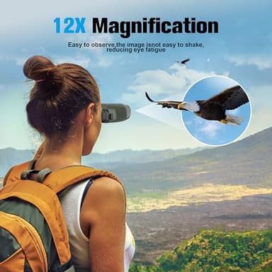 Binoculars 12x25 for Adults and Kids Night Vision Binoculars Compact Binocular Large Eyepiece Waterproof Binocular Easy Focus Wide Field of View for Bird Watching,Hiking,Hunting,Concert - Image 2