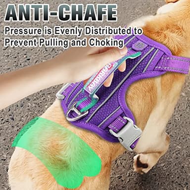 BARKBAY No Pull Dog Harness Large Reflective Dog Harness with Front Clip and Easy Control Handle for Walking Training Running with ID tag Pocket(Purple,XL) - Image 4