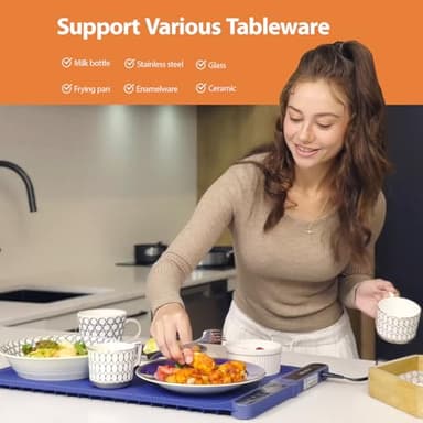 YCDYCD Electric Warming Mat for Food: Adjustable 9-Level Temperature & 1-6H Timer - Silicone Heating Tray for Kitchen Countertop, Buffets, Travel/Party Gatherings - Image 5