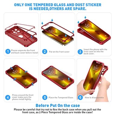 ORETECH for iPhone 13 Case, with [2 Screen Protectors] [15 Ft Military Grade Drop Test] [Camera Protection] 360° Full Body Shockproof Slim Thin Phone Case iPhone 13 Cover 6.1"- Red - Image 8