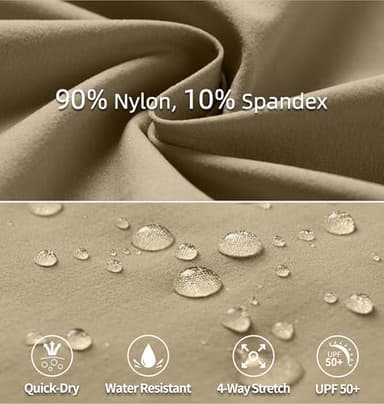 Women's Hiking Pants Quick Dry Lightweight Cargo Pants UPF 50 Water Resistant Zipper Pockets for Golf Travel Work Camping Dark Khaki - Image 5