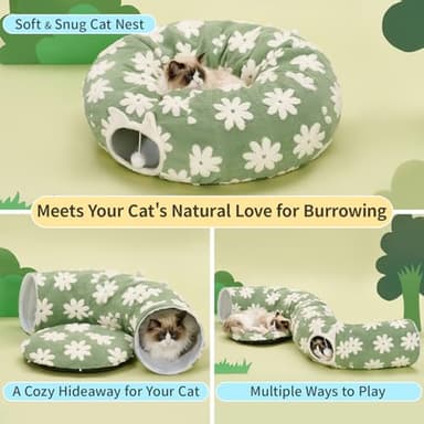 Pesen Cat Tunnel Bed with Soft Cushion, Cat Toys for Indoor Cats Enhance Bonding Between Pets and Owners, Encourage Exploration, and Satisfy Natural Instincts for Kittens, Dogs, and Rabbits - Image 2