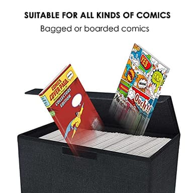 Leffis Comic Book Storage, Box 15.5" X 7.5" X 11.3", Collapsible Comic Short Box with Lids Holds 150 Comics Heavy Duty Comic Book Bin Container (1 pack, black) - Image 4