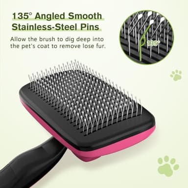 Pecute Self-Cleaning Slicker Brush for Dogs, Cats, Lightweight Dog Brush for Shedding Massaging Grooming, Cat Brush Gently Removes Loose Fur Undercoat for Small Dogs Cats Rabbits of All Hair Types - Image 5
