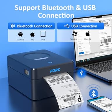 Forc Shipping Label Printer,Bluetooth Thermal Label Printer 4x6 for Small Business for Amazon,Ebay,Etsy,Shopify Shipping Packages,USPS,UPS,Support Windows, Mac, iOS, iPhone, Android(Black) - Image 2